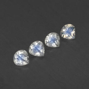 1.65 ctw White Rainbow Moonstone Stones, Natural Rainbow Moonstone in Pear Facet Shape for Sale