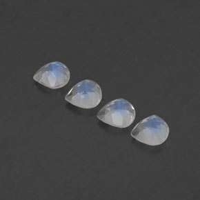 Rainbow Moonstone Gemstones in 5 x 5 mm (calibrated) Size for Sale, Rainbow Moonstone Stones in Bluish White Color