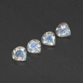 1.61 ctw White Rainbow Moonstone Stones, Natural Rainbow Moonstone in Pear Facet Shape for Sale