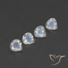 1.48 ctw White Rainbow Moonstone Stones, Natural Rainbow Moonstone in Pear Facet Shape for Sale