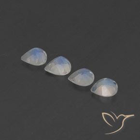 Rainbow Moonstone Gemstones in 5 x 5 mm (calibrated) Size for Sale, Rainbow Moonstone Stones in Bluish White Color