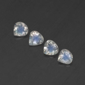 1.40 ctw White Rainbow Moonstone Gemstones, Rainbow Moonstone Gems in Pear Facet Shape for Sale.