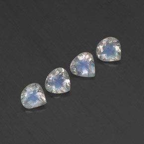 1.40 ctw White Rainbow Moonstone Stones, Natural Rainbow Moonstone in Pear Facet Shape for Sale