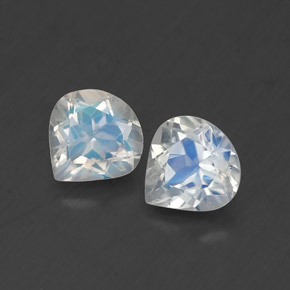 0.79 ct White Rainbow Moonstone Gemstone, Rainbow Moonstone Gem in Pear Facet Shape for Sale.