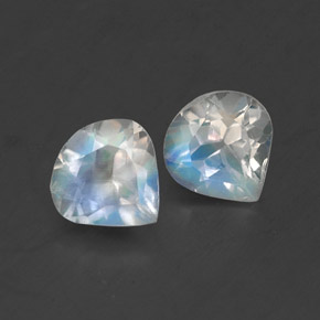 0.79 ct White Rainbow Moonstone Stone, Natural Rainbow Moonstone in Pear Facet Shape for Sale