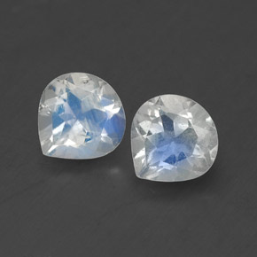 0.82 ct White Rainbow Moonstone Gemstone, Rainbow Moonstone Gem in Pear Facet Shape for Sale.