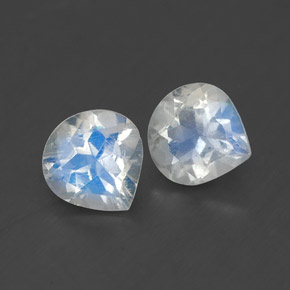 0.82 ct White Rainbow Moonstone Stone, Natural Rainbow Moonstone in Pear Facet Shape for Sale