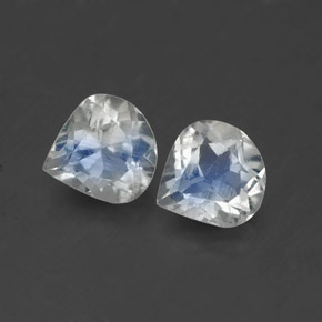 0.80 ct White Rainbow Moonstone Gemstone, Rainbow Moonstone Gem in Pear Facet Shape for Sale.