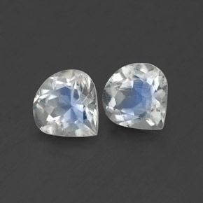 0.80 ct White Rainbow Moonstone Stone, Natural Rainbow Moonstone in Pear Facet Shape for Sale