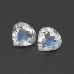 0.64 ct White Rainbow Moonstone Gemstone, Rainbow Moonstone Gem in Pear Facet Shape for Sale.
