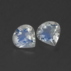 0.70 ct White Rainbow Moonstone Stone, Natural Rainbow Moonstone in Pear Facet Shape for Sale