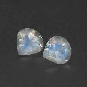 0.82 ct White Rainbow Moonstone Gemstone, Rainbow Moonstone Gem in Pear Facet Shape for Sale.
