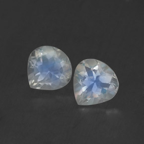 0.80 ct White Rainbow Moonstone Gemstone, Rainbow Moonstone Gem in Pear Facet Shape for Sale.