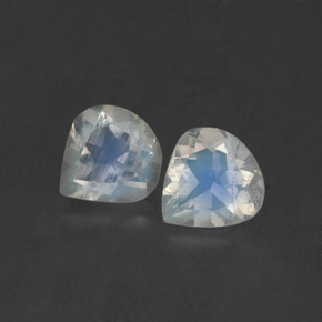 0.76 ct White Rainbow Moonstone Gemstone, Rainbow Moonstone Gem in Pear Facet Shape for Sale.