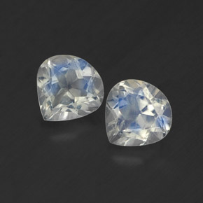 0.80 ct White Rainbow Moonstone Gemstone, Rainbow Moonstone Gem in Pear Facet Shape for Sale.