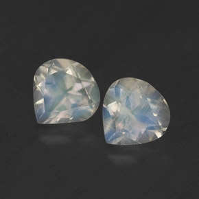 0.83 ct White Rainbow Moonstone Gemstone, Rainbow Moonstone Gem in Pear Facet Shape for Sale.
