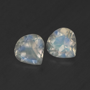 0.83 ct White Rainbow Moonstone Stone, Natural Rainbow Moonstone in Pear Facet Shape for Sale