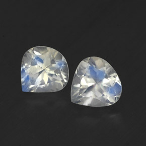 0.81 ct White Rainbow Moonstone Gemstone, Rainbow Moonstone Gem in Pear Facet Shape for Sale.