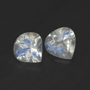 0.81 ct White Rainbow Moonstone Stone, Natural Rainbow Moonstone in Pear Facet Shape for Sale