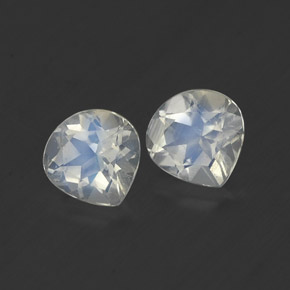 0.78 ct White Rainbow Moonstone Stone, Natural Rainbow Moonstone in Pear Facet Shape for Sale