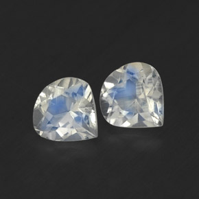 0.82 ct White Rainbow Moonstone Stone, Natural Rainbow Moonstone in Pear Facet Shape for Sale