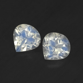 0.79 ct White Rainbow Moonstone Gemstone, Rainbow Moonstone Gem in Pear Facet Shape for Sale.