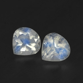 0.83 ct White Rainbow Moonstone Gemstone, Rainbow Moonstone Gem in Pear Facet Shape for Sale.