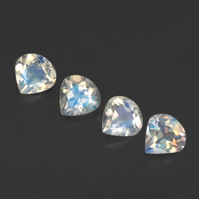 1.24 ct White Rainbow Moonstone Gemstone, Rainbow Moonstone Gem in Pear Facet Shape for Sale.