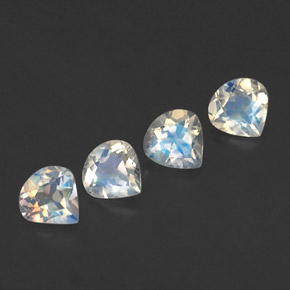 1.24 ct White Rainbow Moonstone Stone, Natural Rainbow Moonstone in Pear Facet Shape for Sale