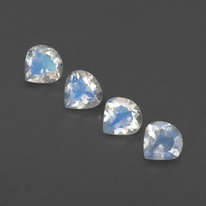 1.50 ctw White Rainbow Moonstone Gemstones, Rainbow Moonstone Gems in Pear Facet Shape for Sale.