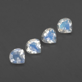1.50 ctw White Rainbow Moonstone Stones, Natural Rainbow Moonstone in Pear Facet Shape for Sale