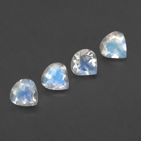 1.49 ctw White Rainbow Moonstone Stones, Natural Rainbow Moonstone in Pear Facet Shape for Sale