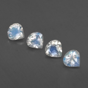 1.49 ctw White Rainbow Moonstone Stones, Natural Rainbow Moonstone in Pear Facet Shape for Sale