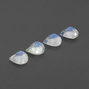 Rainbow Moonstone Gemstones in 5.2 x 5.1 mm Size for Sale, Rainbow Moonstone Stones in Blue White Color