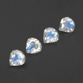 1.51 ctw White Rainbow Moonstone Gemstones, Rainbow Moonstone Gems in Pear Facet Shape for Sale.