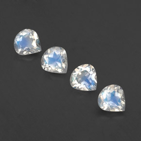 1.51 ctw White Rainbow Moonstone Stones, Natural Rainbow Moonstone in Pear Facet Shape for Sale