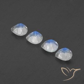 Rainbow Moonstone Gemstones in 5 x 5 mm (calibrated) Size for Sale, Rainbow Moonstone Stones in Bluish White Color