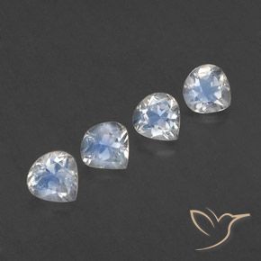 1.56 ctw White Rainbow Moonstone Stones, Natural Rainbow Moonstone in Pear Facet Shape for Sale