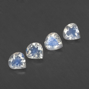 1.54 ctw White Rainbow Moonstone Stones, Natural Rainbow Moonstone in Pear Facet Shape for Sale