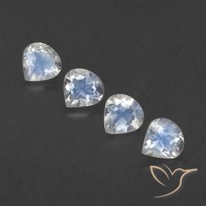 1.50 ctw White Rainbow Moonstone Gemstones, Rainbow Moonstone Gems in Pear Facet Shape for Sale.