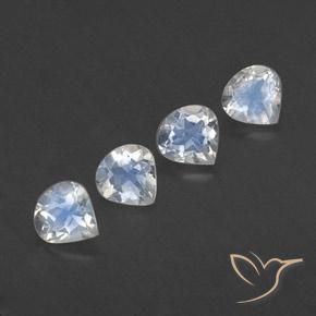 1.50 ctw White Rainbow Moonstone Stones, Natural Rainbow Moonstone in Pear Facet Shape for Sale
