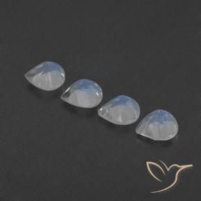 Rainbow Moonstone Gemstones in 5 x 5 mm (calibrated) Size for Sale, Rainbow Moonstone Stones in Bluish White Color