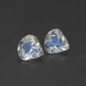0.75 ct White Rainbow Moonstone Stone, Natural Rainbow Moonstone in Pear Facet Shape for Sale