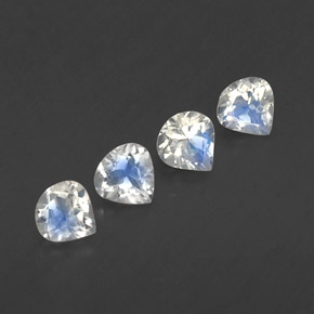 1.63 ct White Rainbow Moonstone Gemstone, Rainbow Moonstone Gem in Pear Facet Shape for Sale.