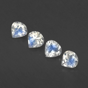 1.63 ct White Rainbow Moonstone Stone, Natural Rainbow Moonstone in Pear Facet Shape for Sale