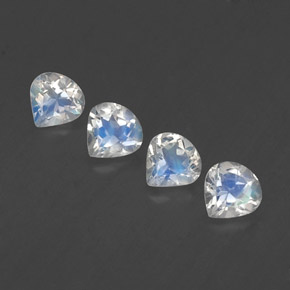 1.49 ctw White Rainbow Moonstone Gemstones, Rainbow Moonstone Gems in Pear Facet Shape for Sale.