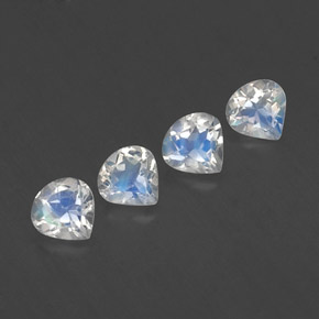 1.49 ctw White Rainbow Moonstone Stones, Natural Rainbow Moonstone in Pear Facet Shape for Sale