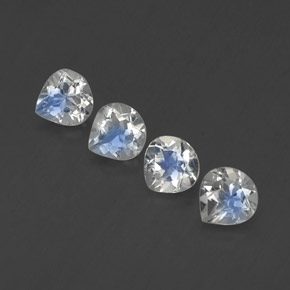1.64 ctw White Rainbow Moonstone Gemstones, Rainbow Moonstone Gems in Pear Facet Shape for Sale.