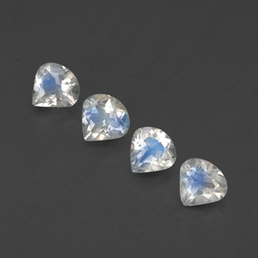 1.37 ctw White Rainbow Moonstone Gemstones, Rainbow Moonstone Gems in Pear Facet Shape for Sale.