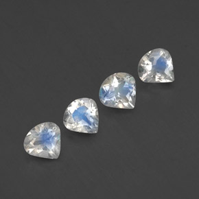 1.37 ctw White Rainbow Moonstone Stones, Natural Rainbow Moonstone in Pear Facet Shape for Sale
